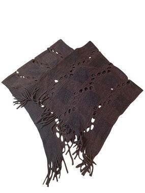 Avenue 9 Brown Knit Poncho with Fringe One Size